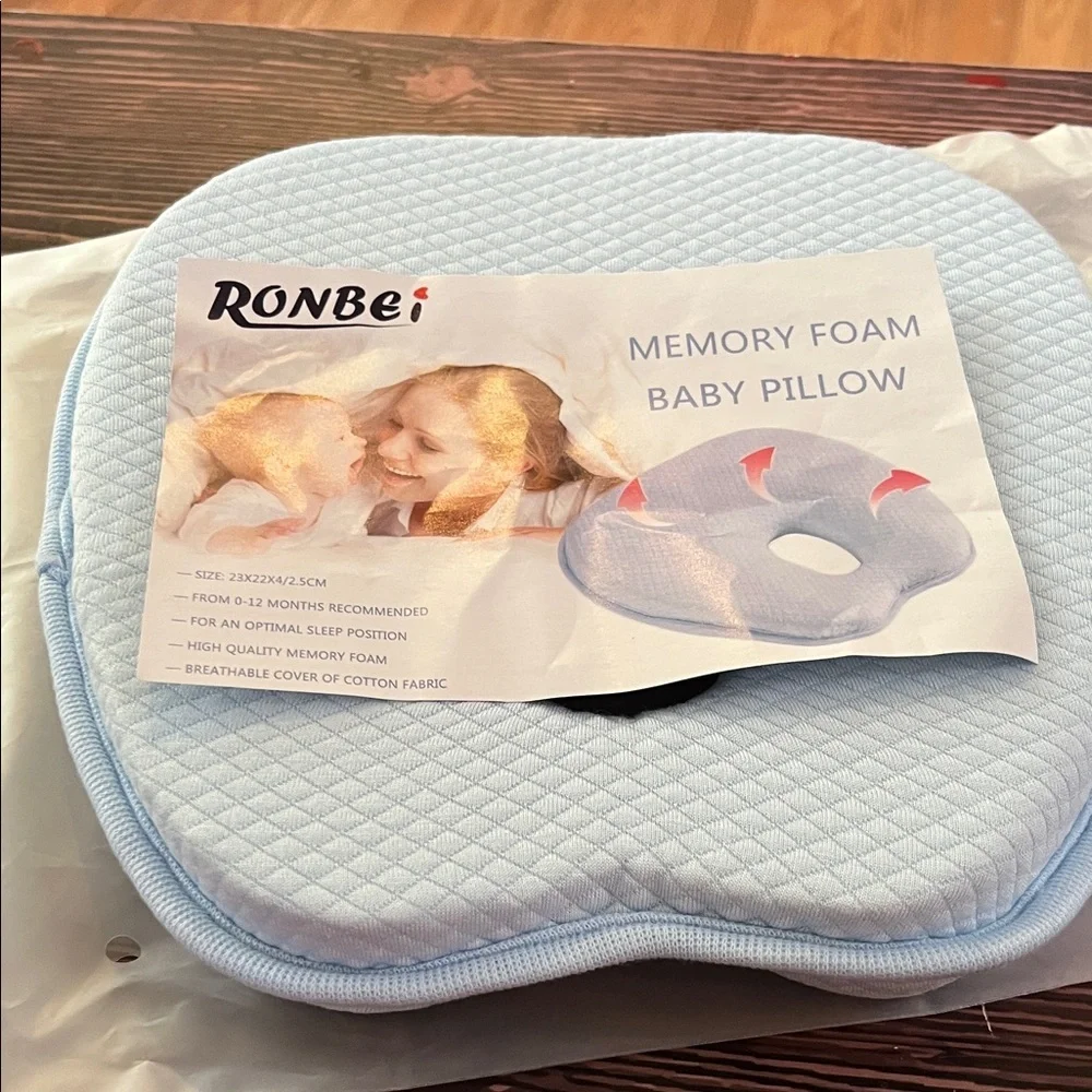 Memory Foam Baby Pillow - Soft  blue